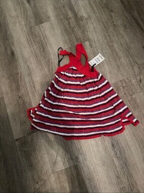 bebe Red, White & Purple Striped Knit Halter Tank